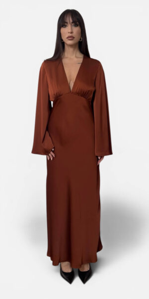 VESTITO RASO COLOR RUGGINE