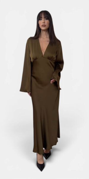 VESTITO RASO COLOR VERDE MILITARY