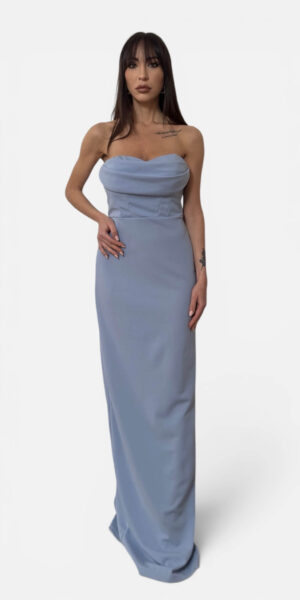 VESTITO MAXI A SIRENA COLOR CELESTE